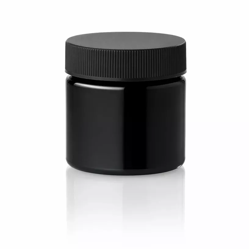 1.7 oz Black UV Glass Jar with Lid
