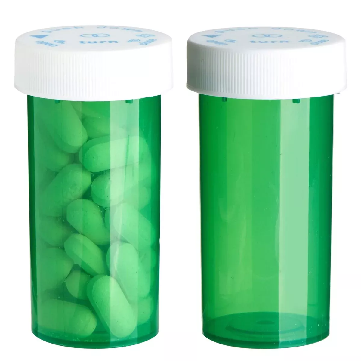 1-Clic™ Clear-Vu Green Child-Resistant Vials – 13 Dram, 200 Count (Rx Prescription Bottles)
