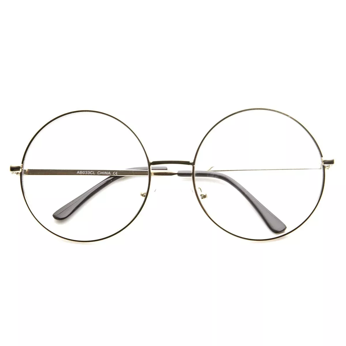 1920’s Vintage Era Large Round Metal Clear Lens Glasses 8714