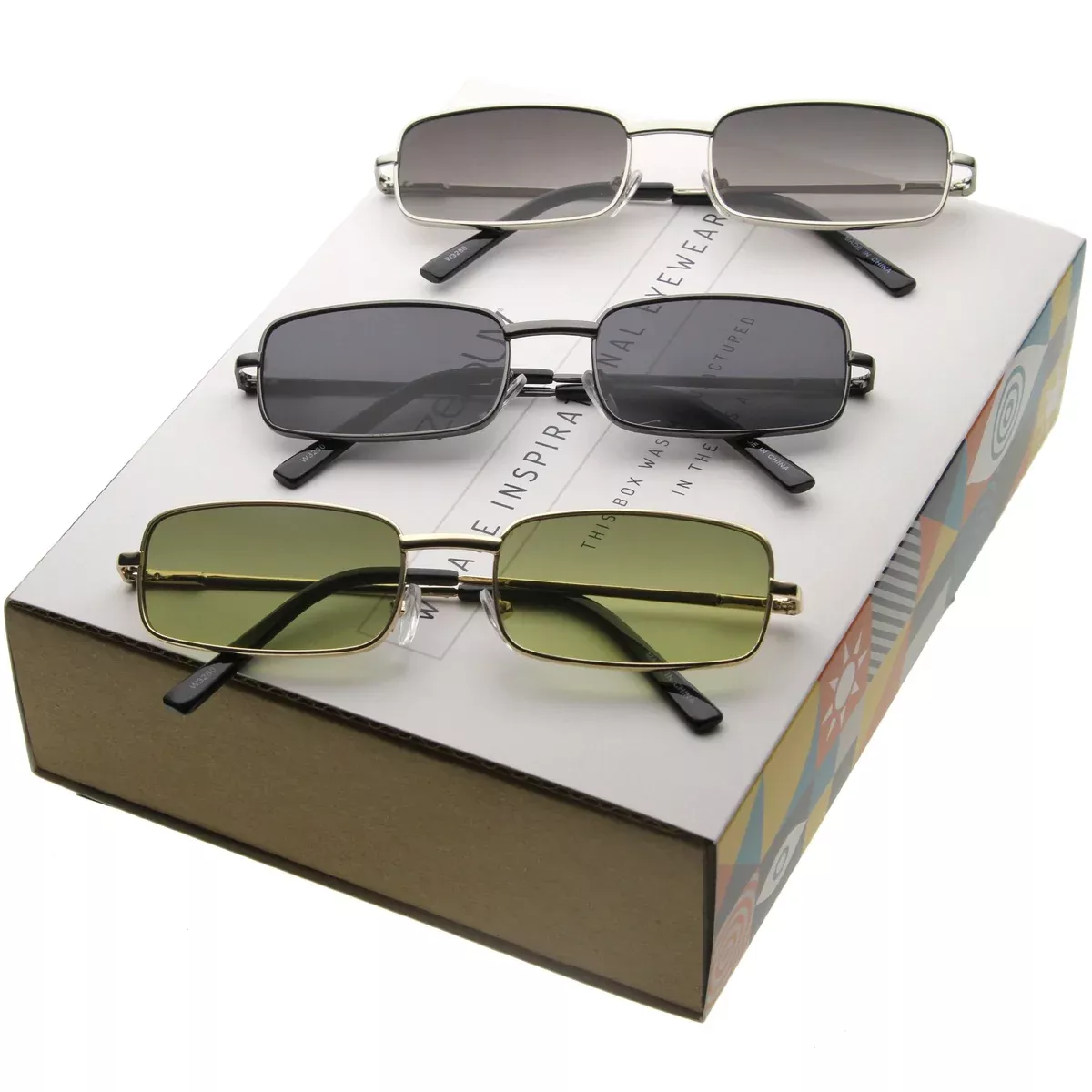 1990’s Retro Indie Small Square Metal Sunglasses C719 [Promo Box]