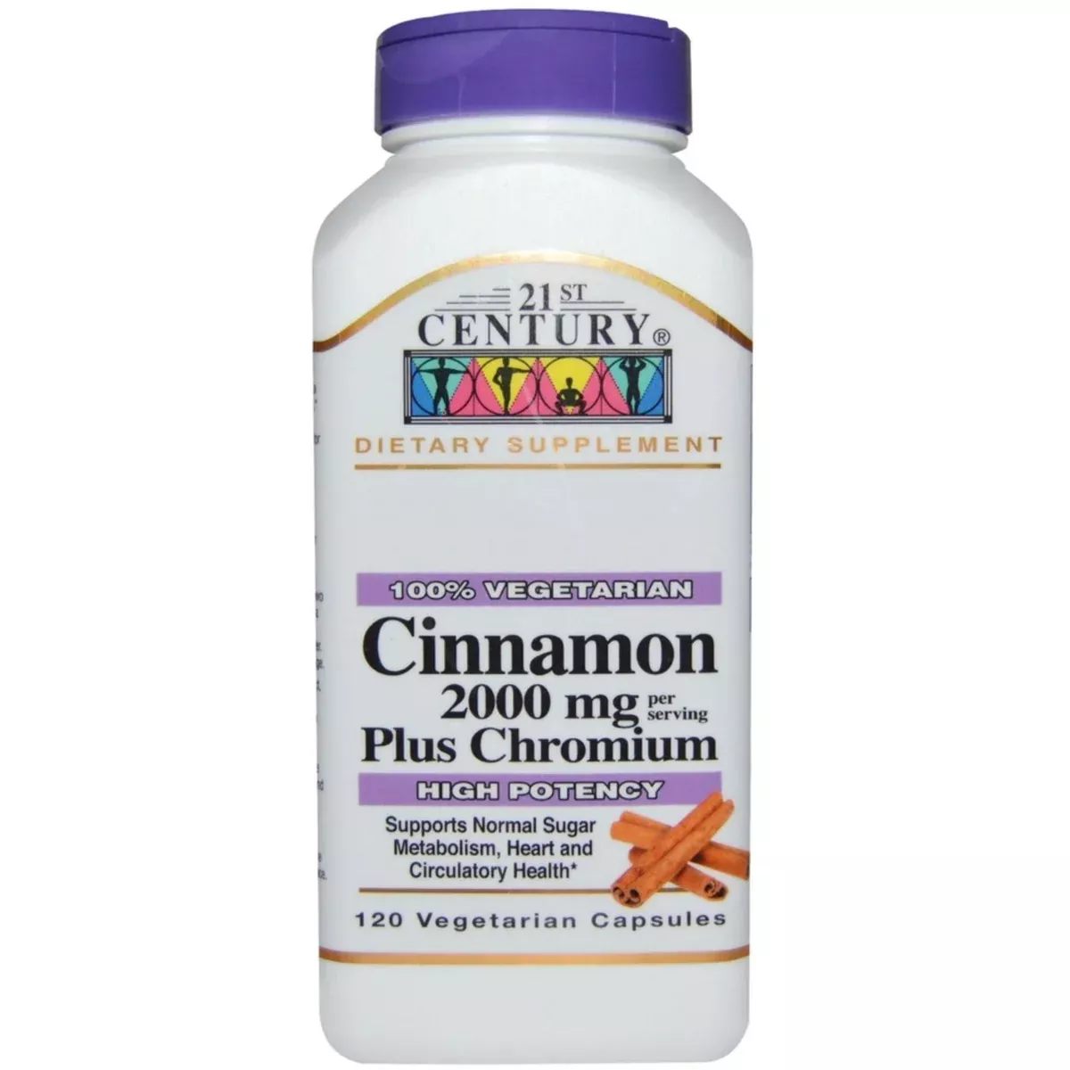21st Century Cinnamon 2000Mg Plus Chromium Caplets 120 Ct