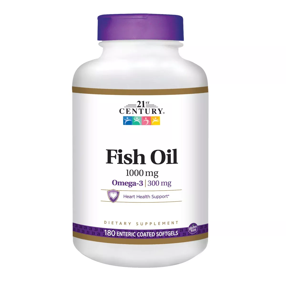 21st Century Fish Oil 1000 Mg Enteric Coated Softgels, 180Count