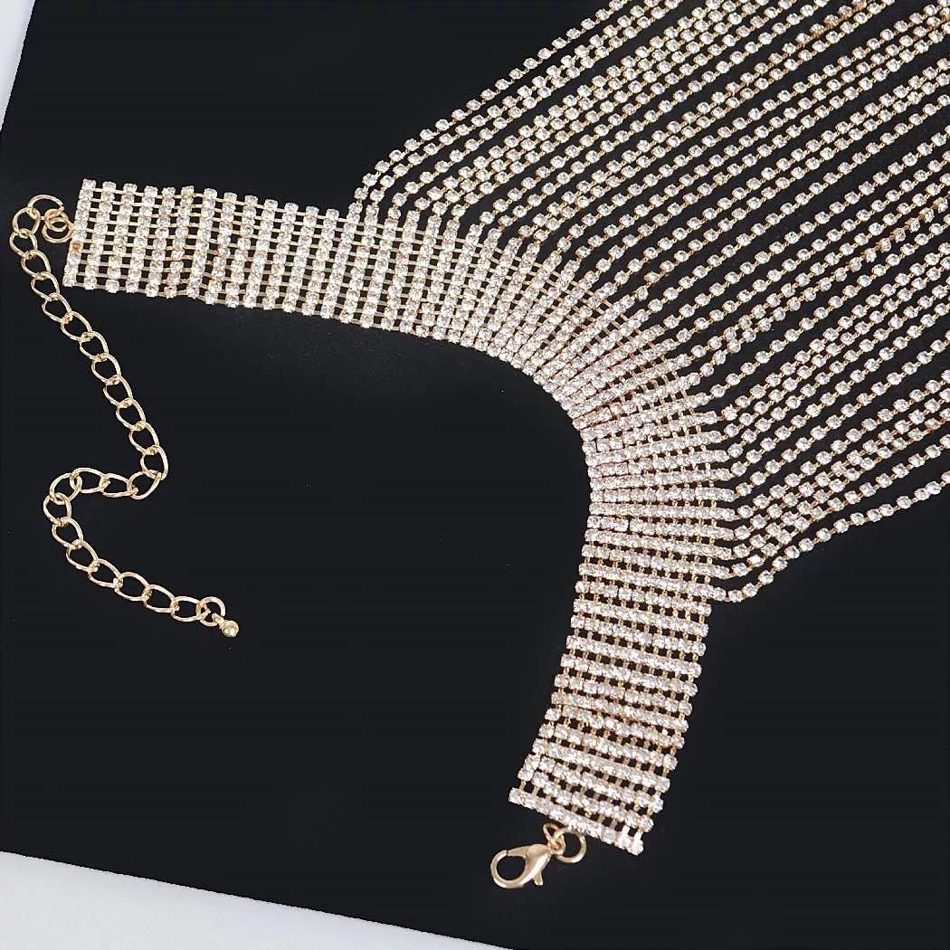 3AM BY H&D ACCESSORIES – Rhinestone Choker Tassle Necklace