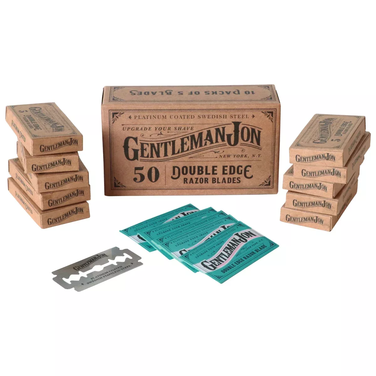 50 Pack Gentleman Jon Platinum Double Edge Razor Blades