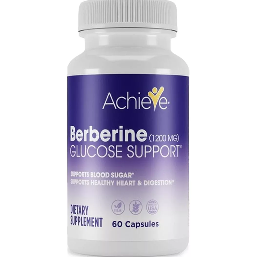 Achieve Berberine 1200mg Glucose Support, 60 Vegetable Capsules – Natural Metabolic & Immune Support
