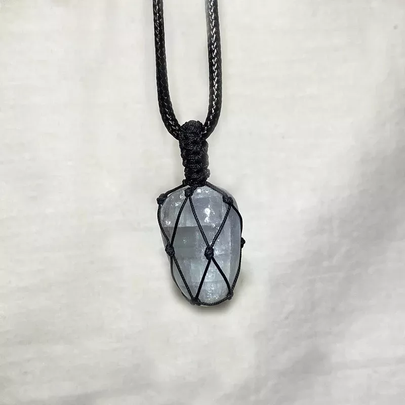 Adjustable Corded Tumbled Celestite Necklace
