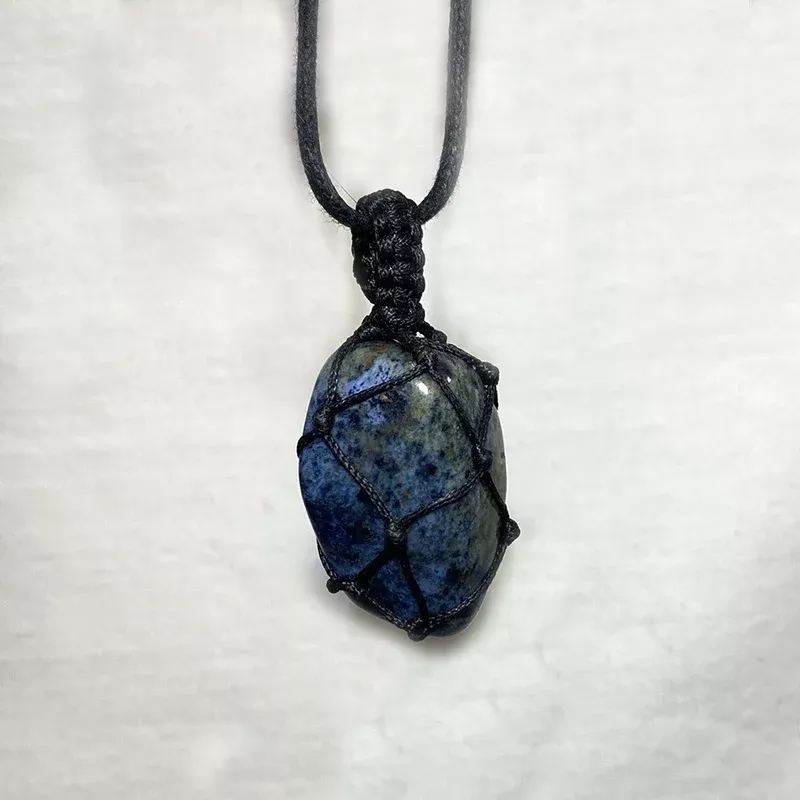 Adjustable Corded Tumbled Dumortierite Necklace