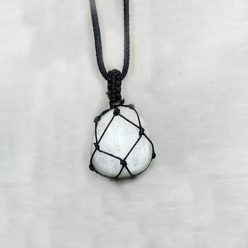 Adjustable Corded Tumbled Moonstone Necklace