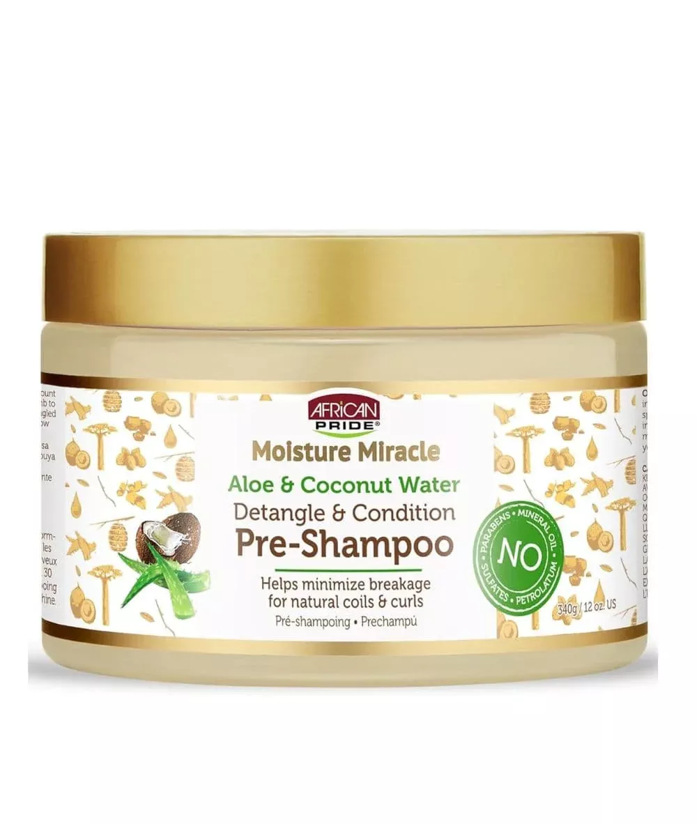 African Pride – Moisture Miracle Aloe & Coconut Water Pre-Shampoo (12oz)