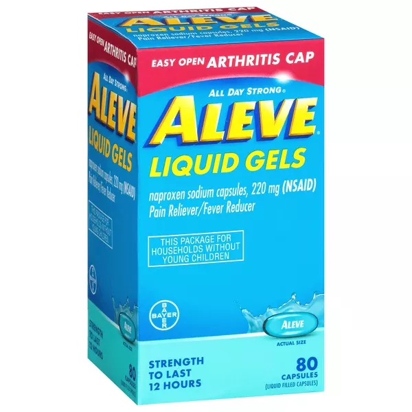 Aleve Pain Reliever & Fever Reducer, 220mg Liquid Gels, 80 Count with Easy Open Arthritis Cap