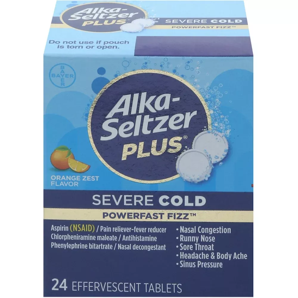 Alka-Seltzer™ Cold & Headache Orange Zest Effervescent Tablet, 24 EA