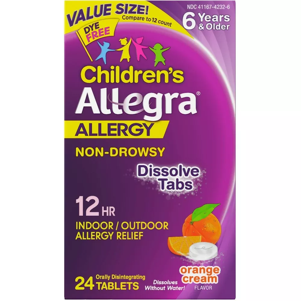 Allegra Children’s Allergy 30 mg 12-Hour Orange Cream Quick-Dissolving Tablet ODT, 24 EA