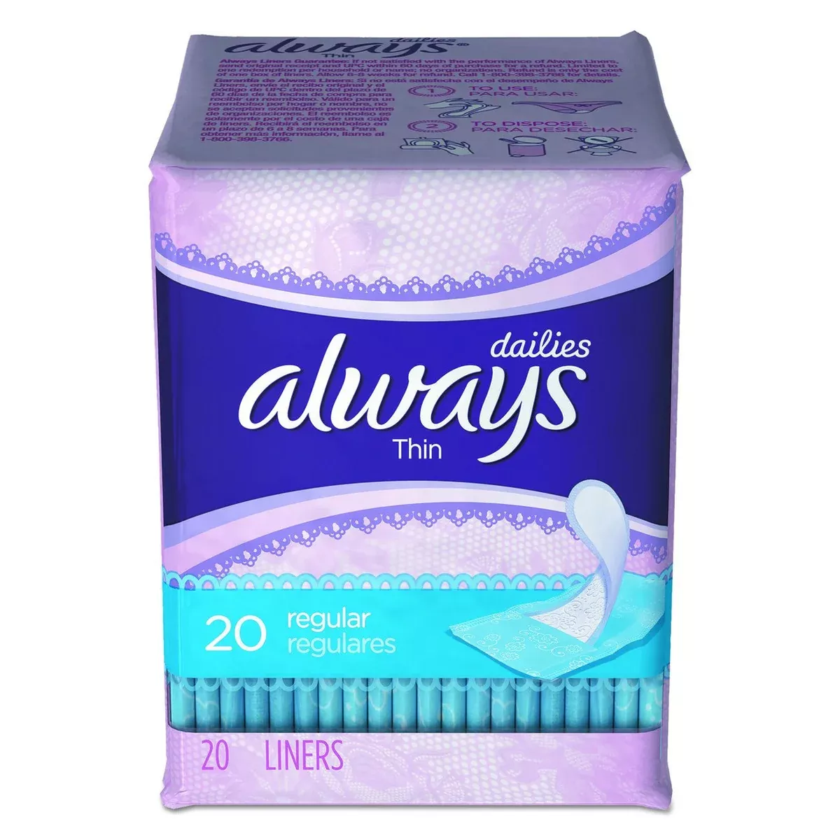 Always Dailies Thin Regular Pantiliner, 24 x 20-Pack