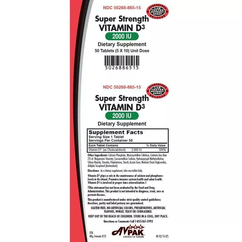 AVKare Vitamin D3 Tablets 2000 IU