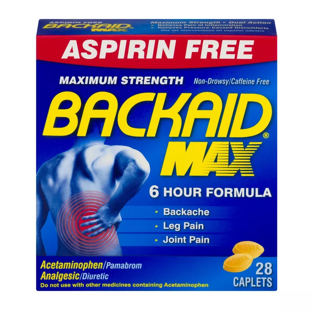 Backaid Max 500 mg – 25 mg Aspirin-Free Tablet, 28 EA