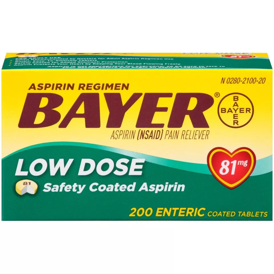 Bayer Low Dose Aspirin 81mg – Enteric Coated for Stomach Protection – Heart Health Regimen, 200 Tablets