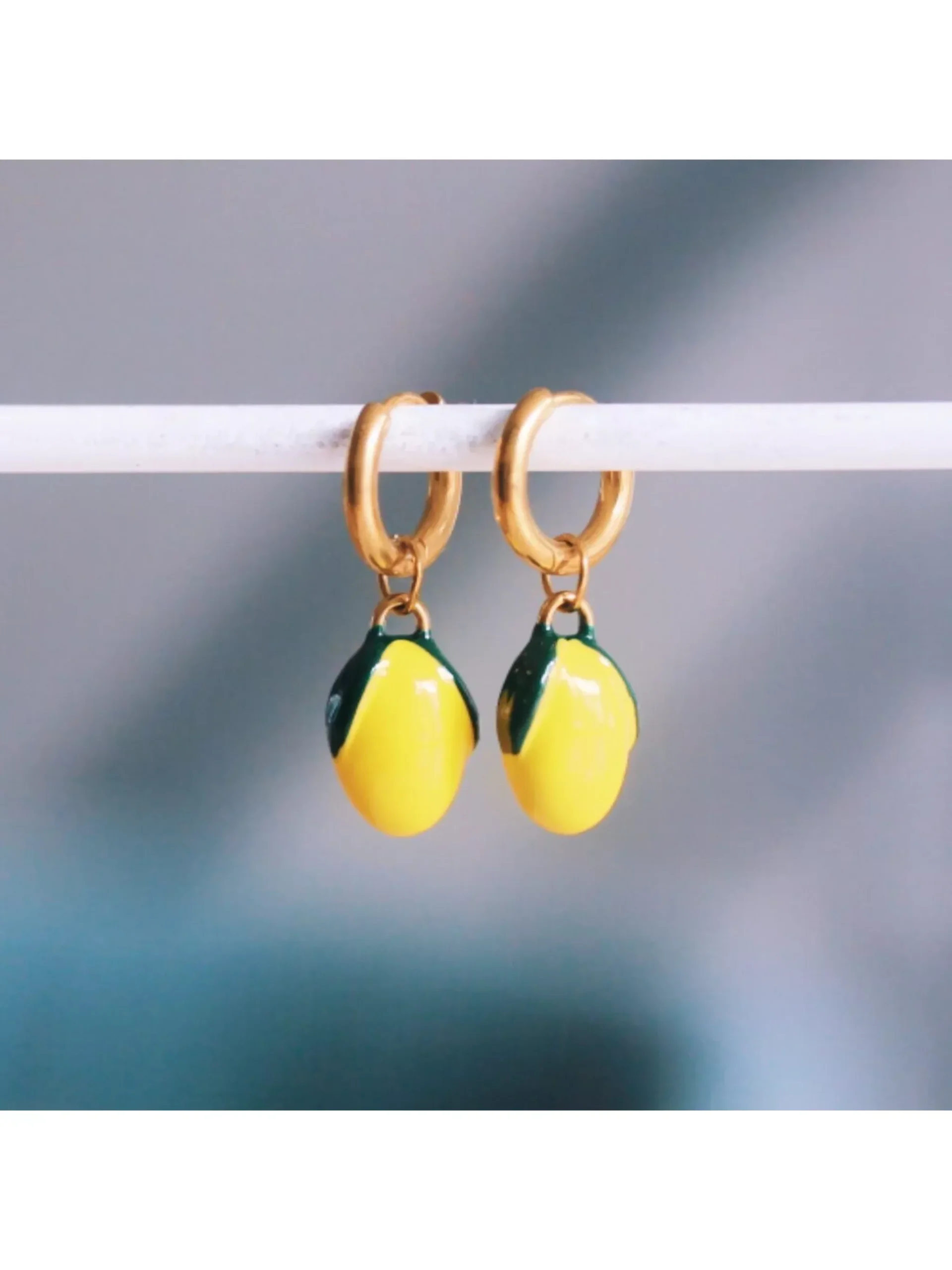 Bazou Lemon Hoop Earrings Gold