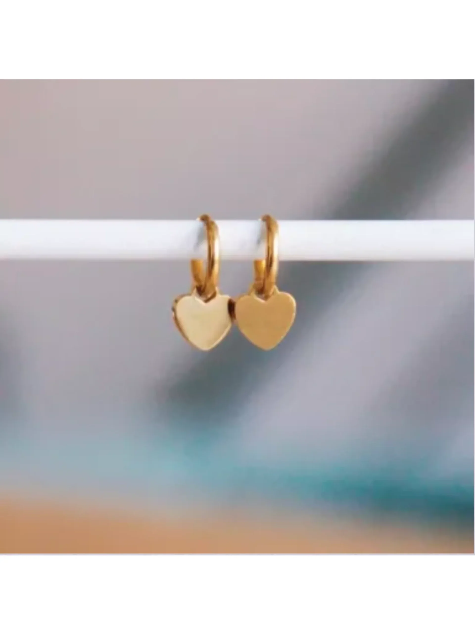 Bazou Mini Heart Hoop Earrings Gold
