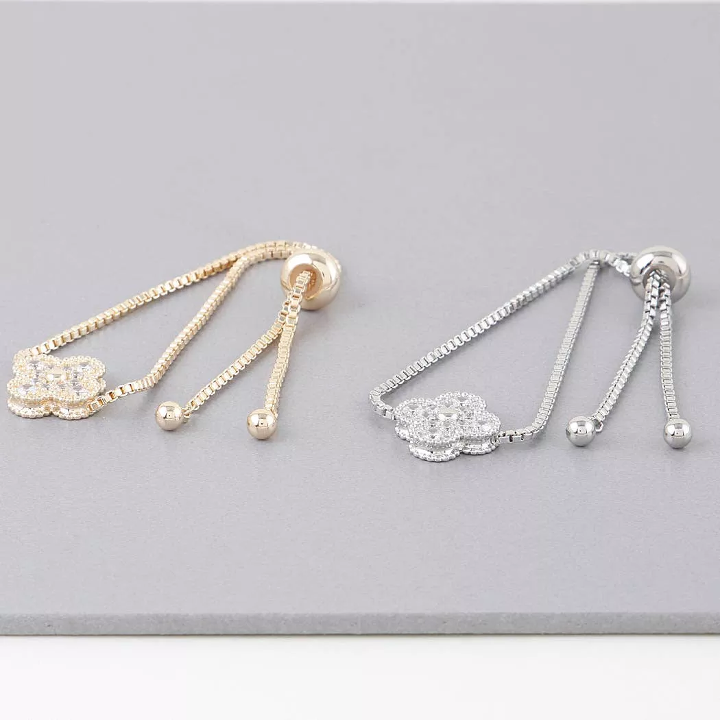 Bejeweled Clover Box Chain Bracelet