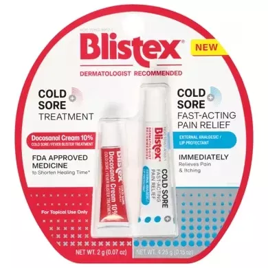 Blistex Cold Sore Treatment Cream & Fast-Acting Pain Relief External Analgesic/Lip Protectant, 2-Pack
