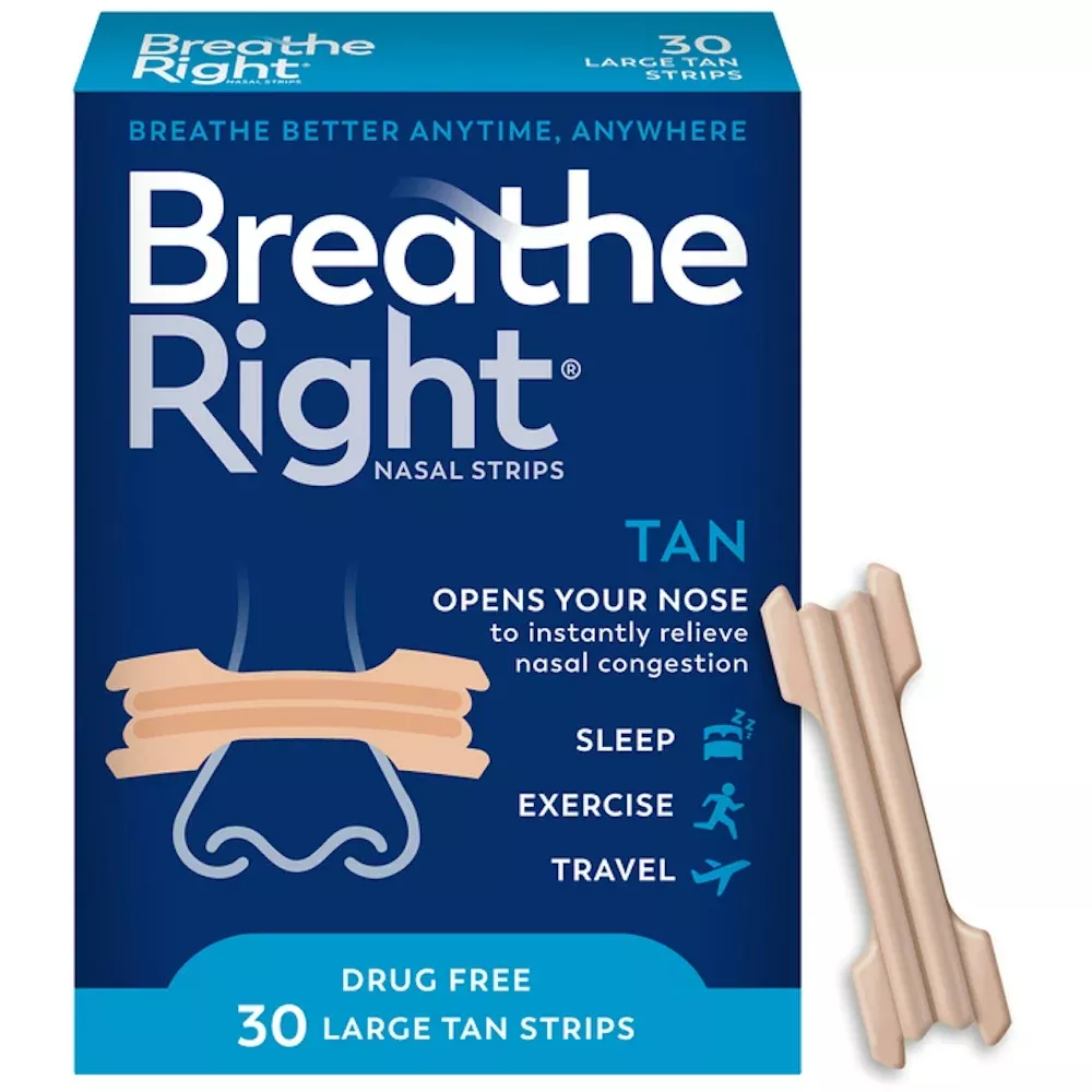 Breathe Right Nasal Strips – Original Tan, Large (Extra Strength Grip)
