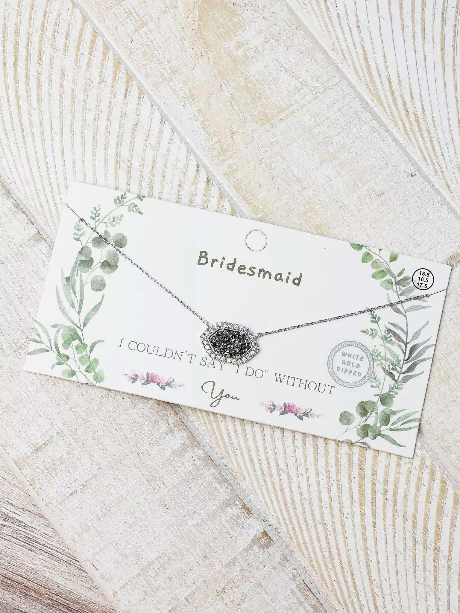 Bride Collection-Bridesmaid Druzy Pendant Necklace – Gray