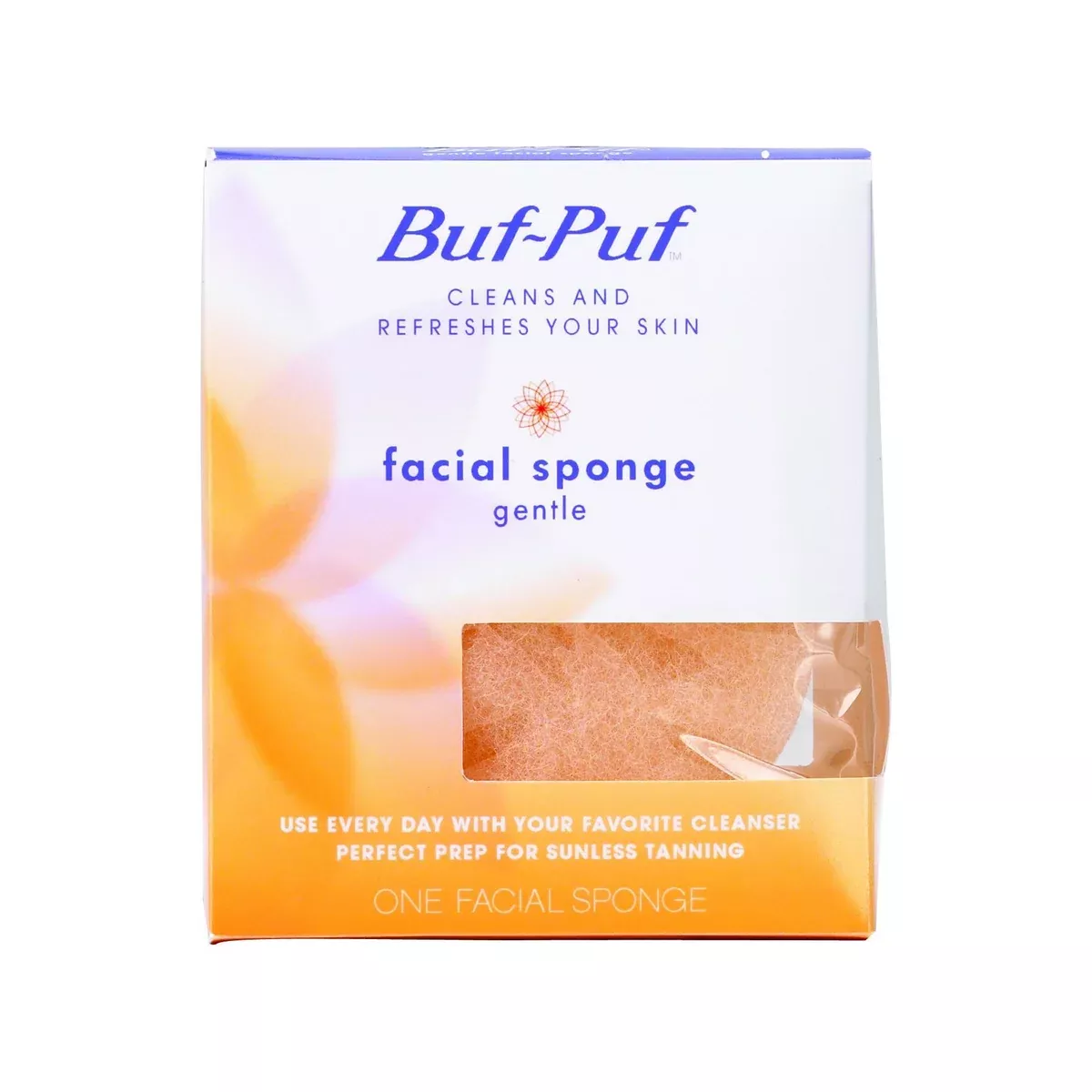 Buf-Puf Gentle Facial Sponge, Daily Deep Cleansing & Exfoliating Sponge for Normal to Dry Skin, 1 Count