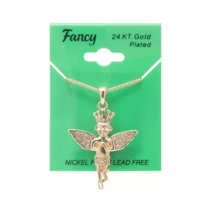 C&L – FANCY GOLD ANGEL CHARM NECKLACE (PNG10)