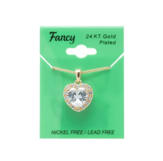 C&L – FANCY GOLD HEART CHARM NECKLACE (PNG2)