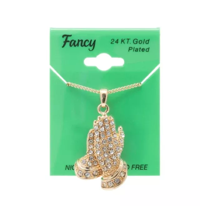 C&L – FANCY GOLD PRAYER HAND CHARM NECKLACE (PNG3)