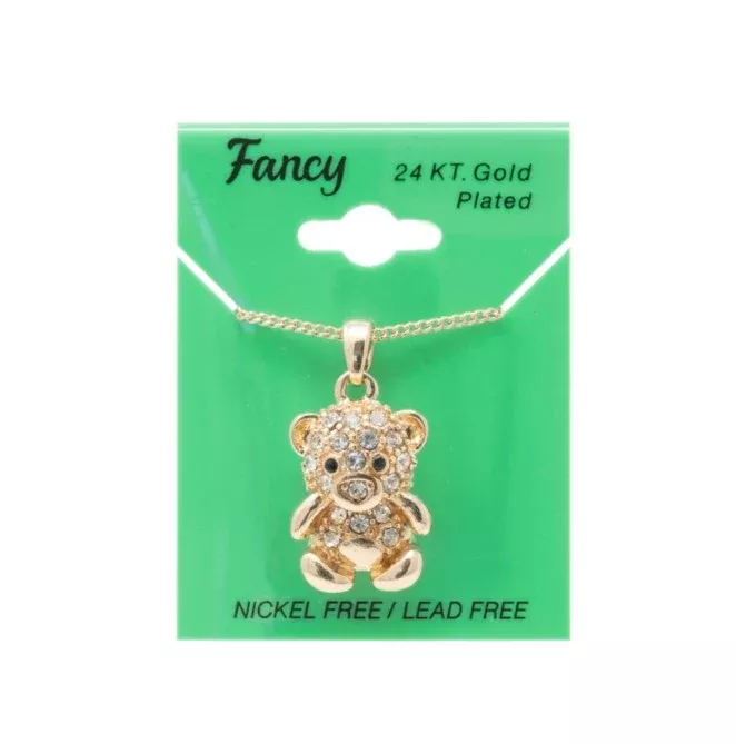 C&L – FANCY GOLD TEDDY BEAR CHARM NECKLACE (PNG12)