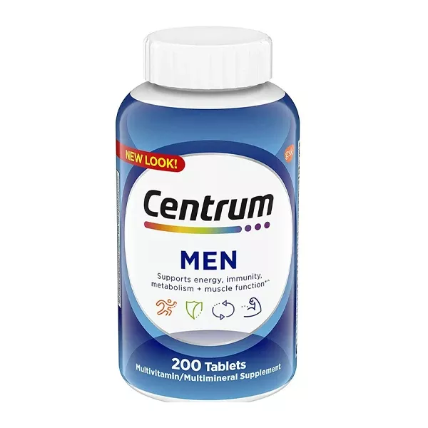 Centrum Men’s Multivitamin & Multimineral Supplement, 200 Tablets – Daily Vitamin for Energy, Immunity & Muscle Function