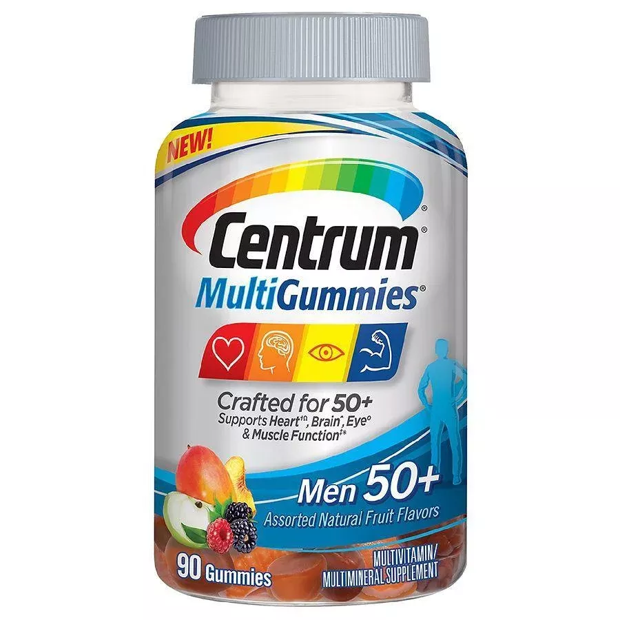 Centrum MultiGummies 50+ Multivitamin – Multimineral Supplement, Assorted Natural Fruit Flavors 90 Count