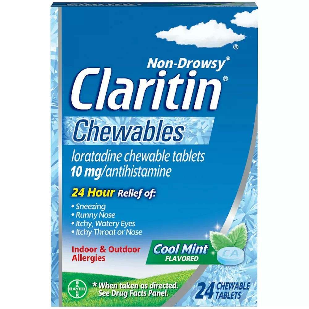 Claritin Non-Drowsy 10 mg Cool Mint Chewable Tablet, 24 EA