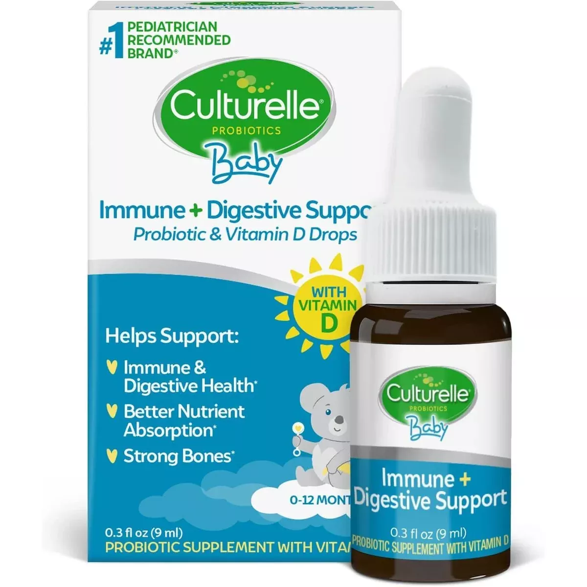 Culturelle Baby Immune + Digestive Support Probiotic & Vitamin D Drops, 0.3 fl oz (9 mL)