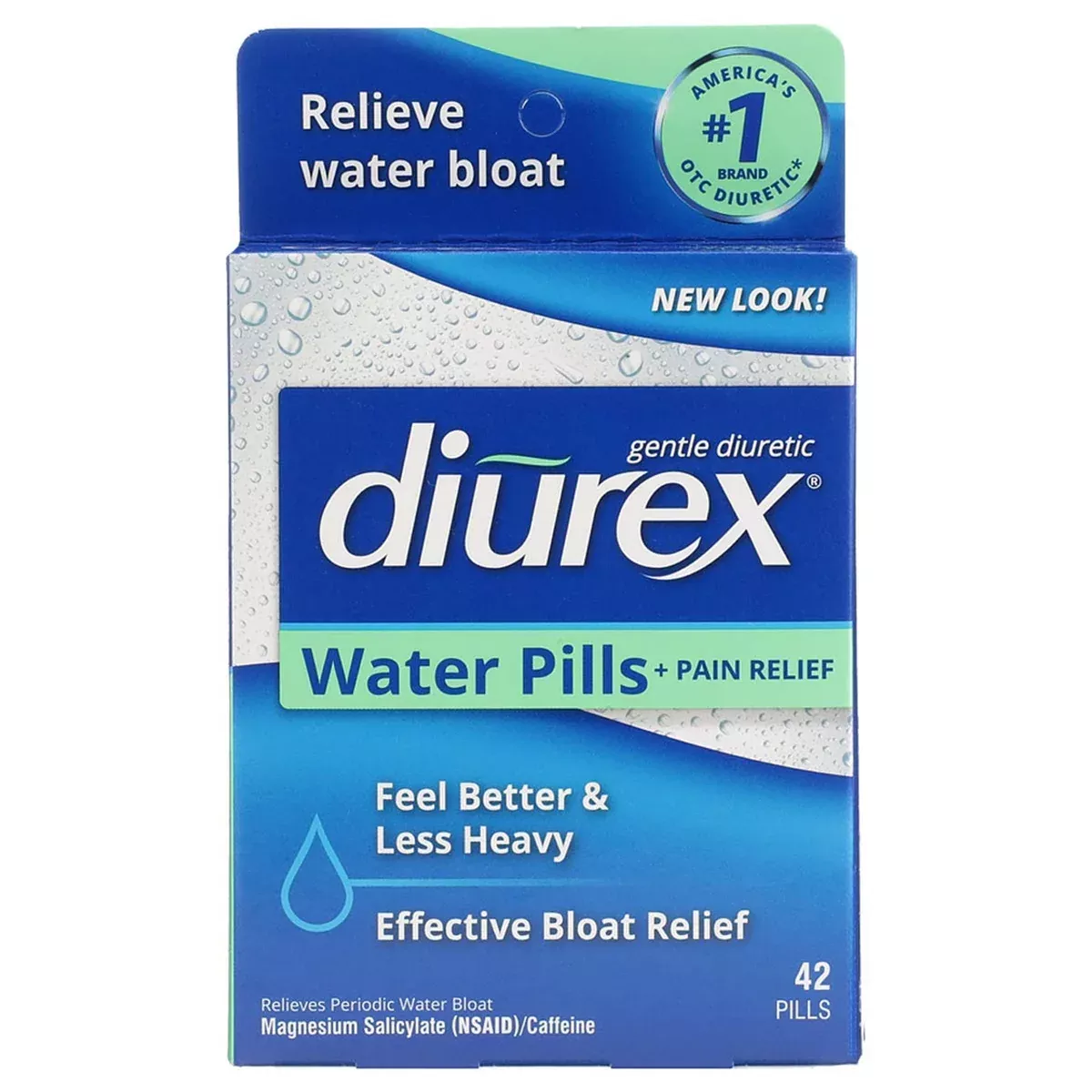 Diurex Water Pills + Pain Relief, Periodic Water Bloat & Cramp Reliever, 42 Count