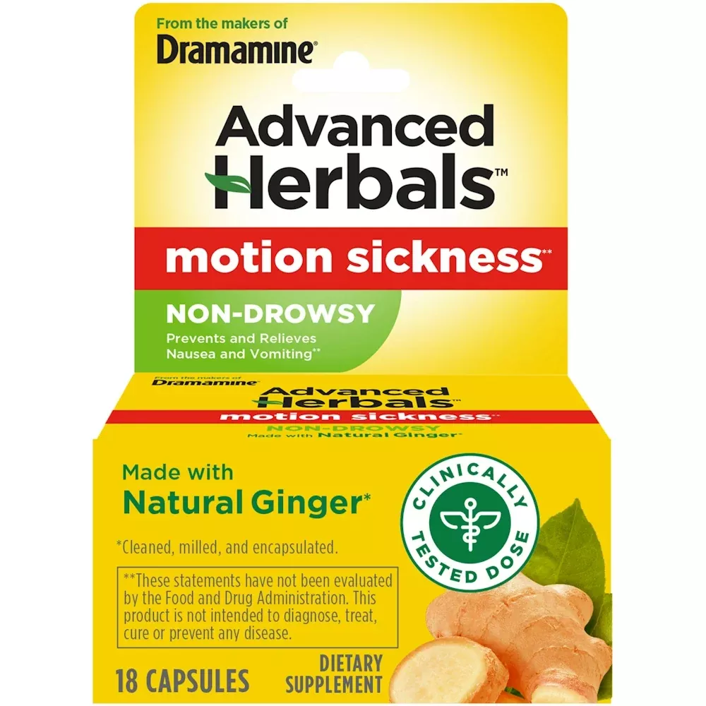 Dramamine Natural Ginger 1000 mg Capsule, 18 EA