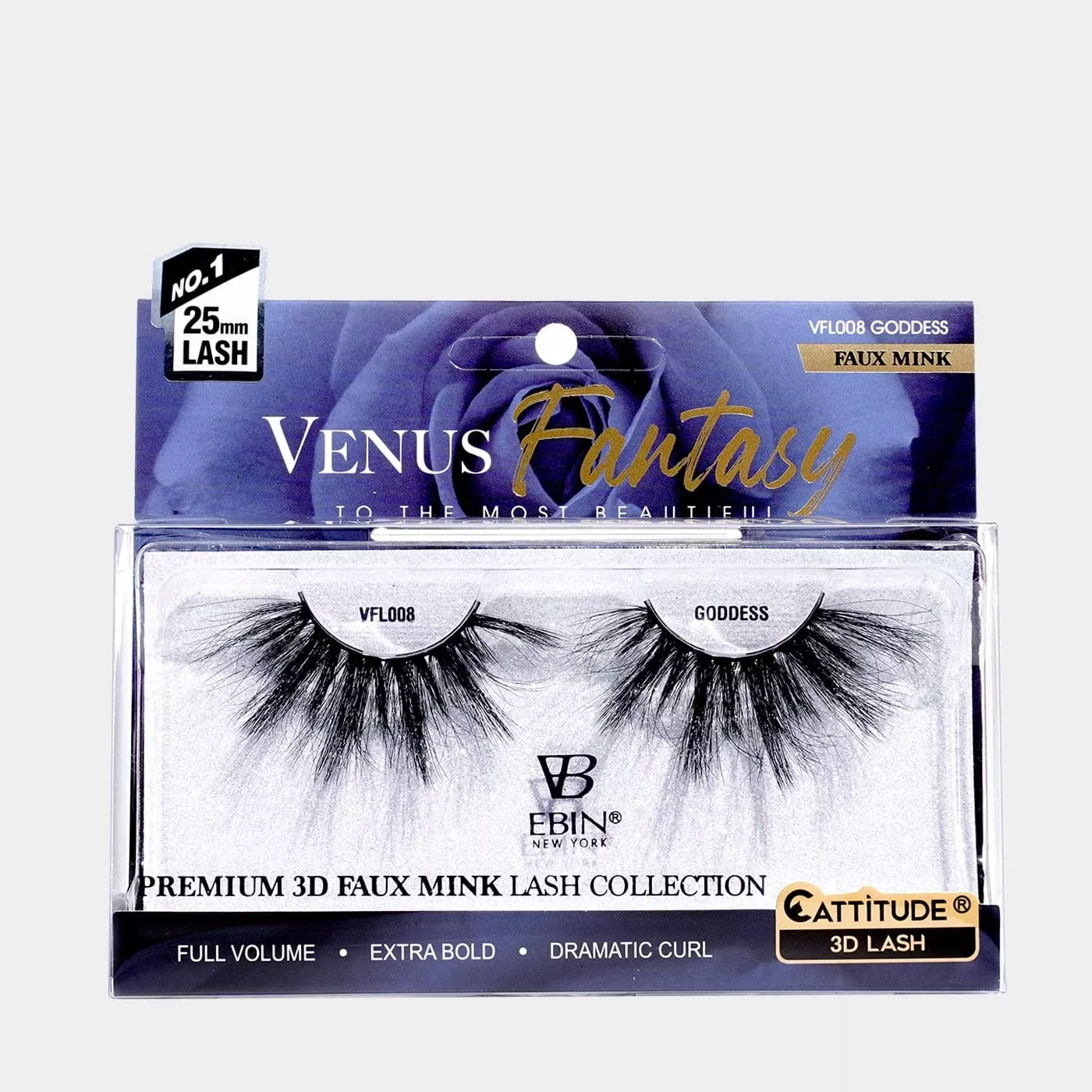 EBIN – VENUS FANTASY 25MM FAUX MINK 3D LASHES – GODDESS