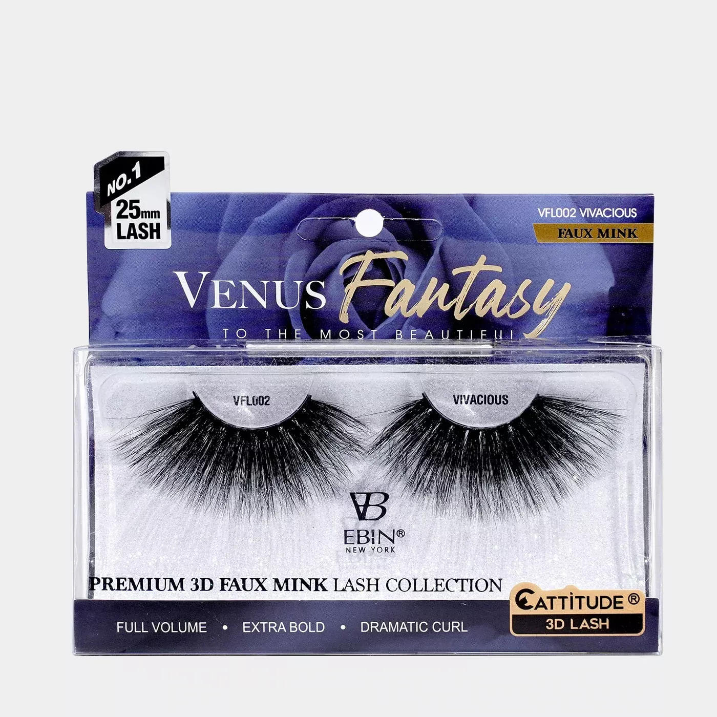 EBIN – VENUS FANTASY 25MM FAUX MINK 3D LASHES – VIVACIOUS