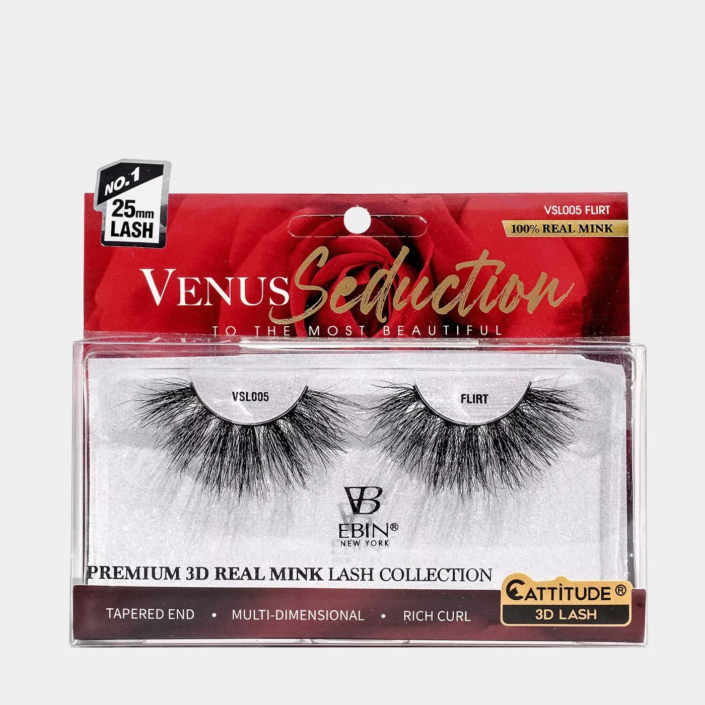 EBIN – VENUS SEDUCTION 25MM REAL MINK 3D LASHES – FLIRT
