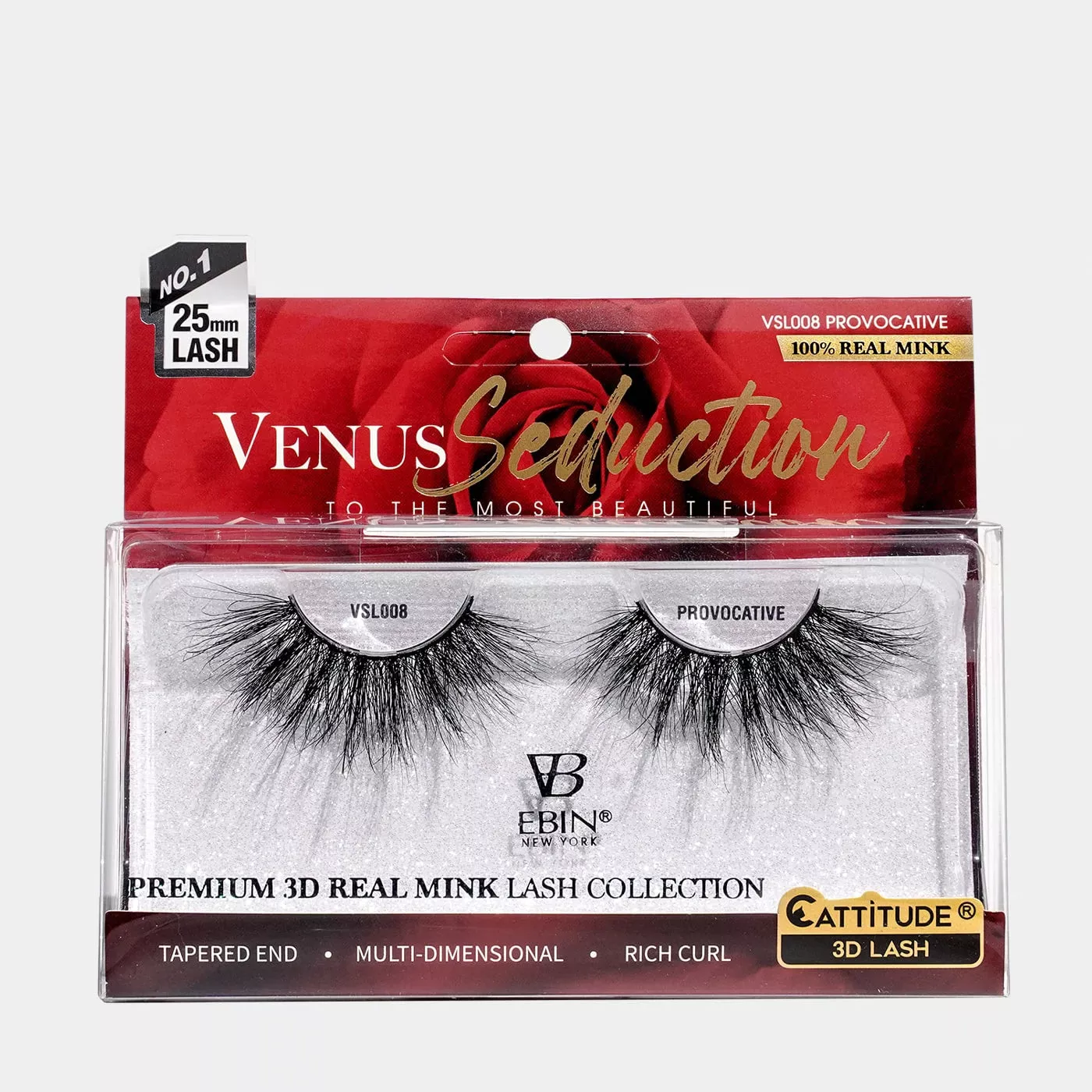 EBIN – VENUS SEDUCTION 25MM REAL MINK 3D LASHES – PROVOCATIVE