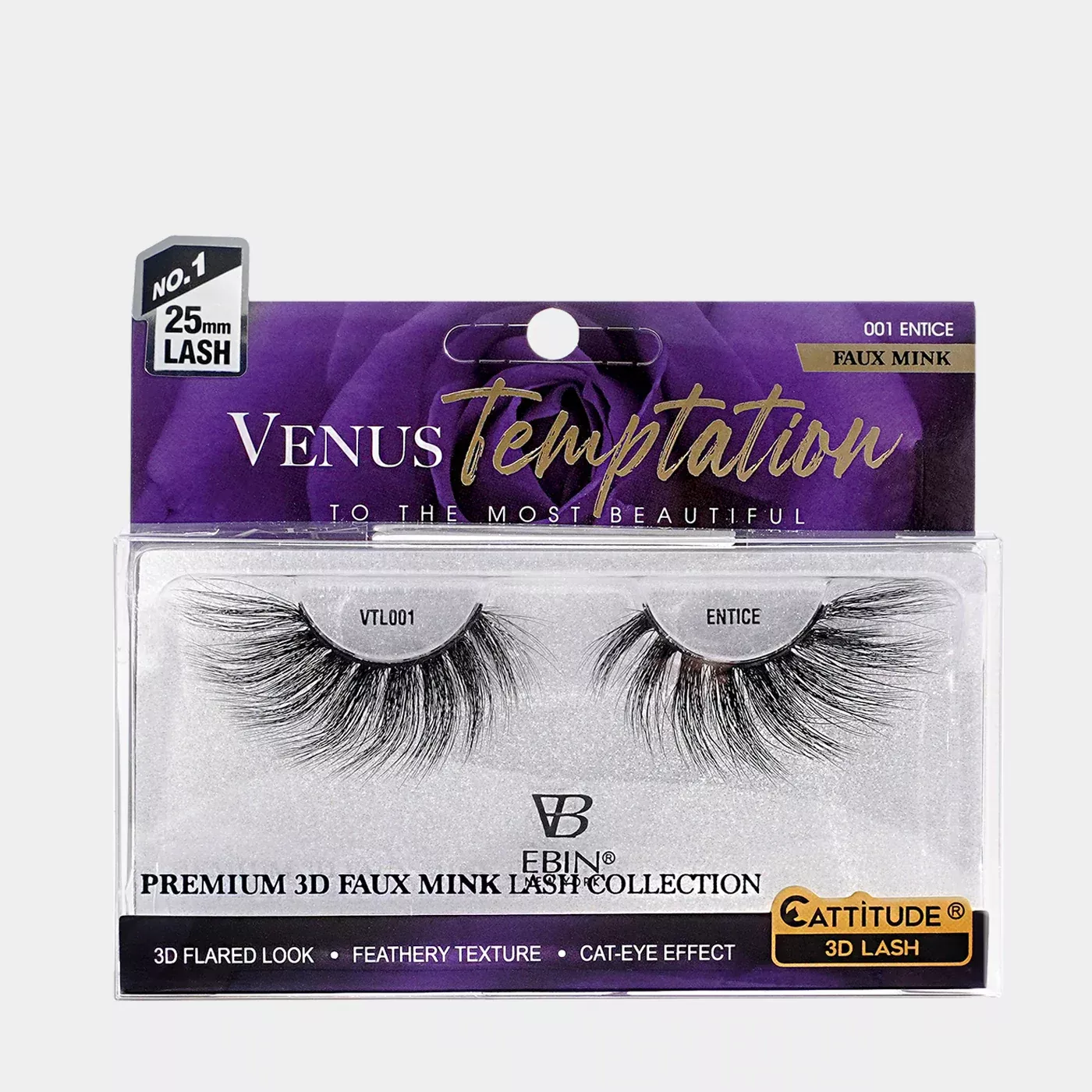 EBIN – VENUS TEMPTATION 25MM FAUX MINK 3D LASHES – ENTICE