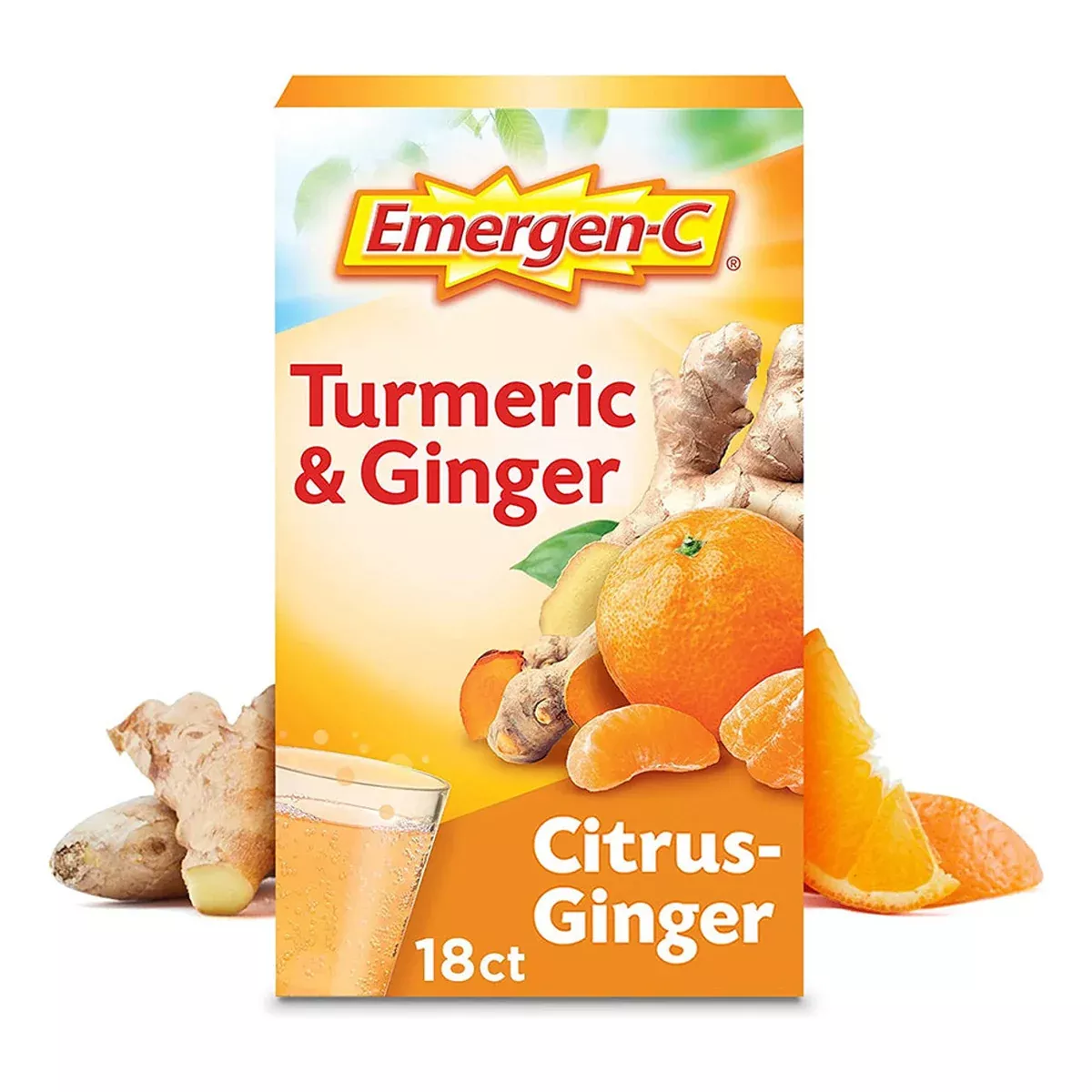 Emergen-C Turmeric & Ginger Citrus-Ginger Packet, 0.32 oz x 18 EA