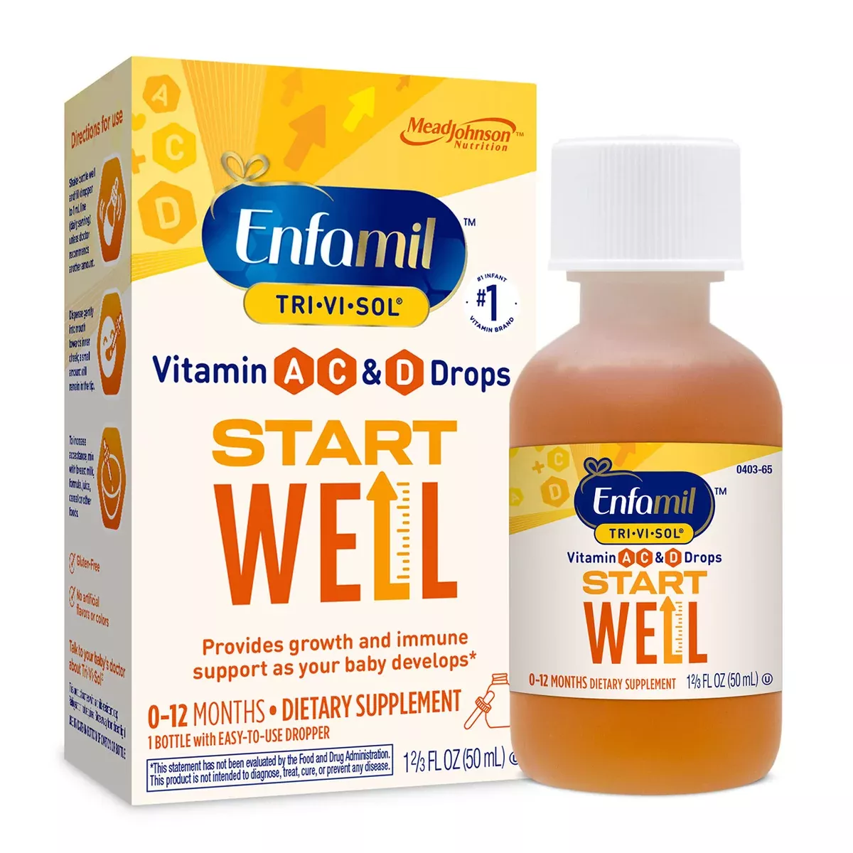 Enfamil Tri-Vi-Sol Liquid Vitamins A, C & D Supplement Drops with Dropper, 50 mL