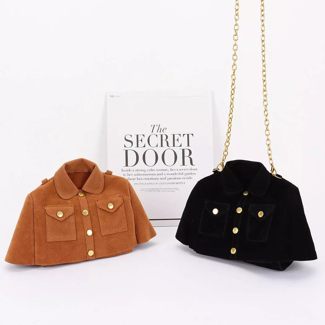 Faux Suede Jacket Crossbody Bag