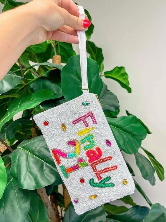 ‘Finally 21’ Beaded Wristlet