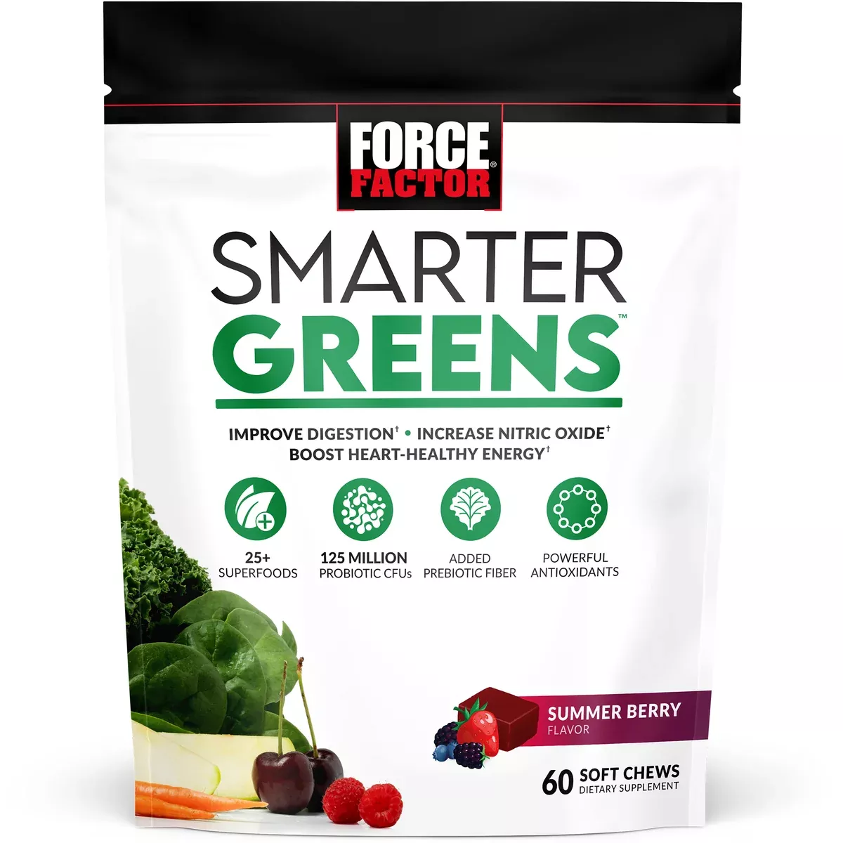 Force Factor Smarter Greens™ – Summer Berry – Soft Chews