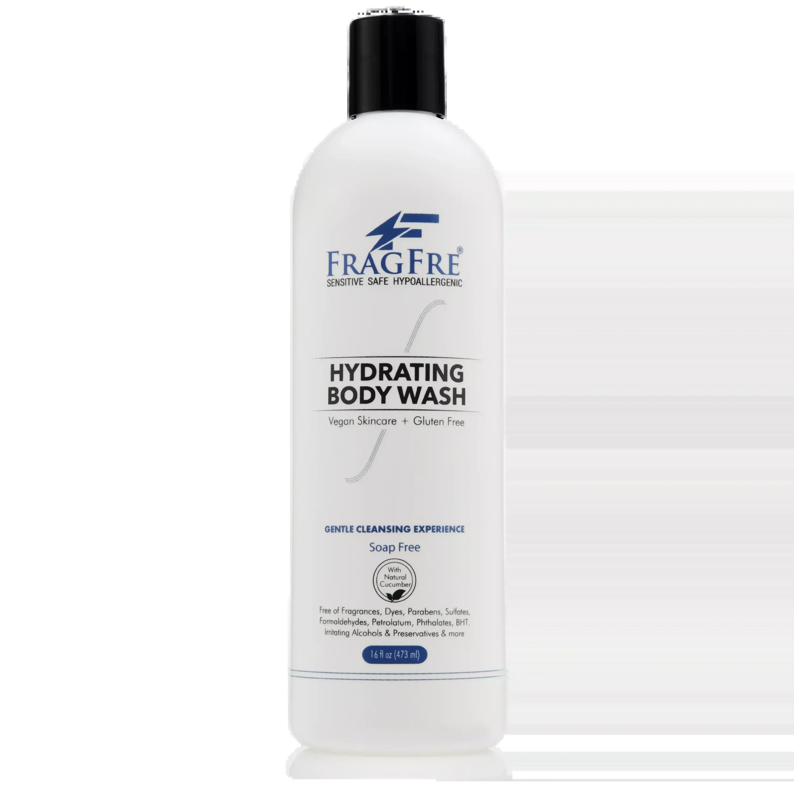 FRAGFRE Hydrating Body Wash for Sensitive Skin 16oz – Sulfate Free Hypoallergenic Body Cleanser – Mild Cucumber Aroma – Vegan Gluten Free Cruelty Free