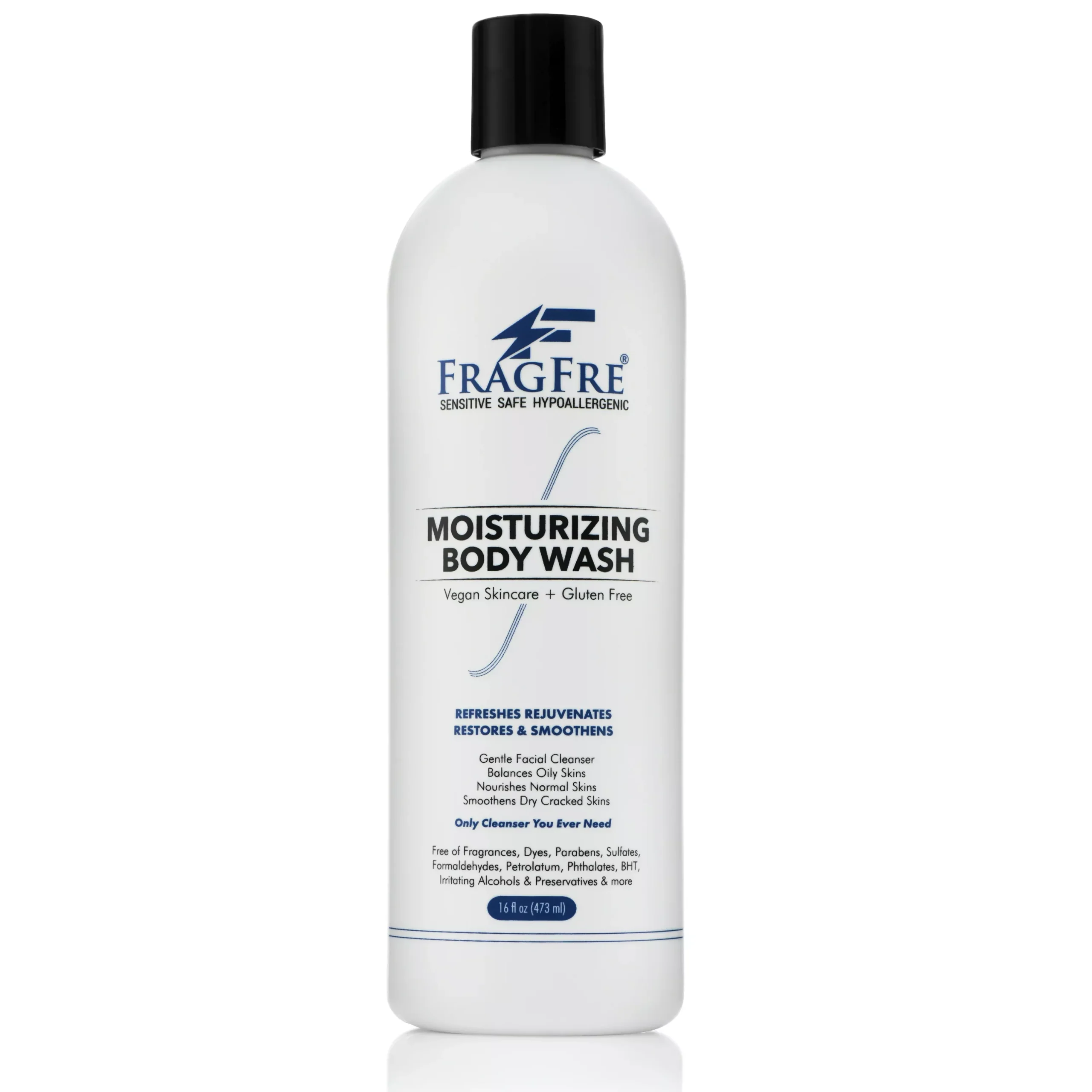 FRAGFRE Moisturizing Body Wash 16 oz – Gentle Body and Facial Cleanser – Sulfate Free Fragrance Free – Normal Oily Dry and Sensitive Skins – Vegan