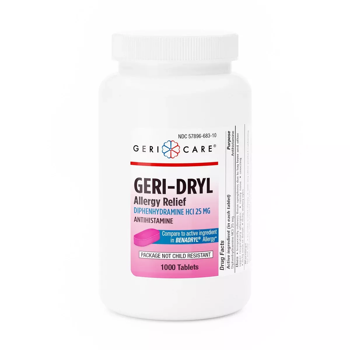 Geri-Care McKesson, Allergy Relief 25 Mg Strength Tablet 1000 Per Bottle, Count Of 1